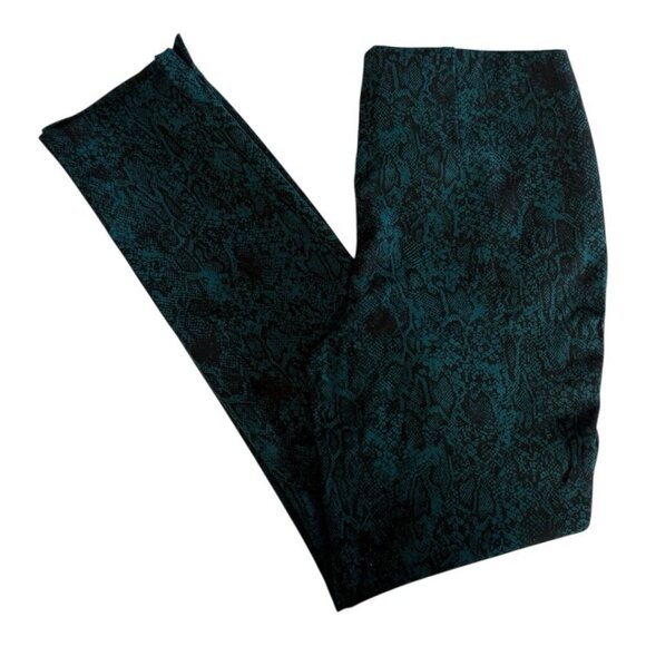 Chicos Snake Print Pull On Pants~Size 00 (XS/2)~Green Black Reptile Look L10 35 - Picture 2 of 11